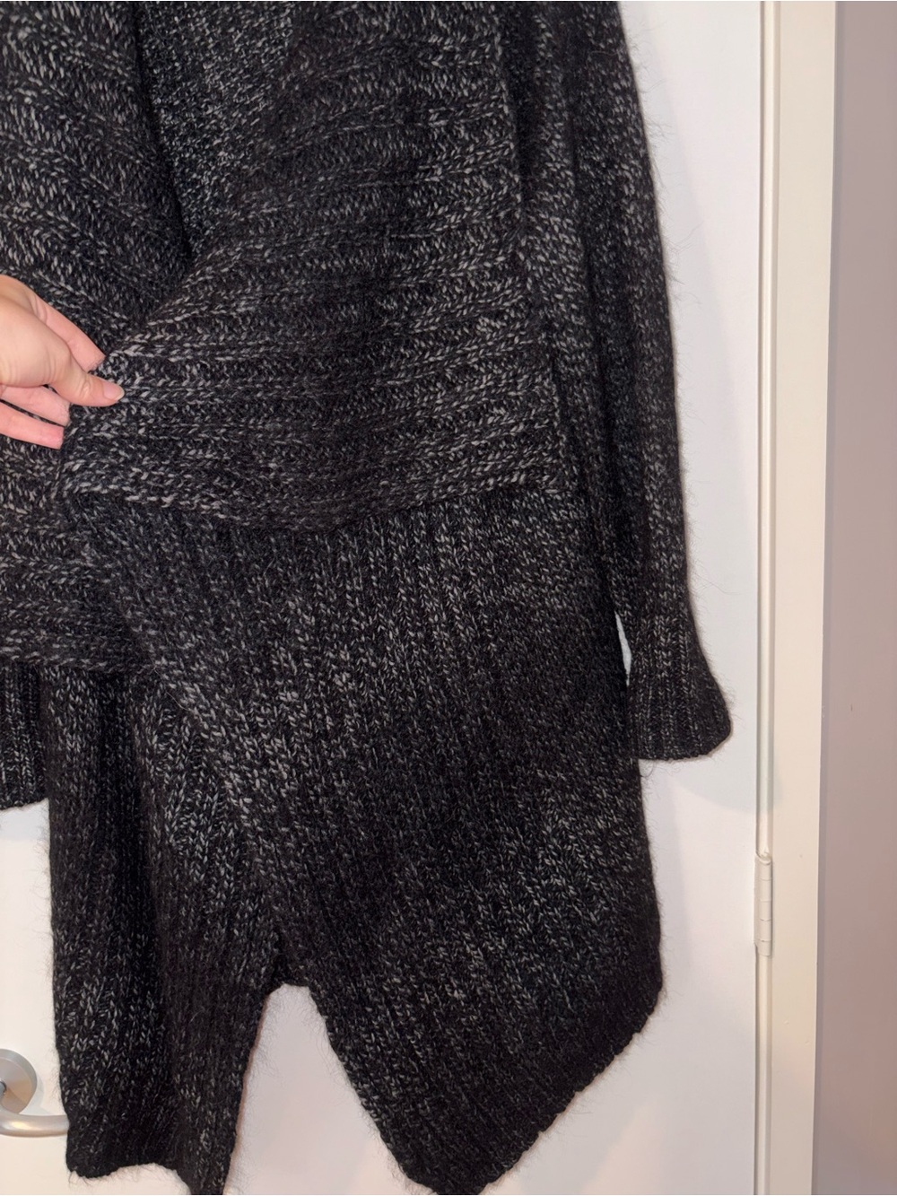 Eileen Fisher Open-Front Black Knit Cardigan Sweater - Picture 4 of 10